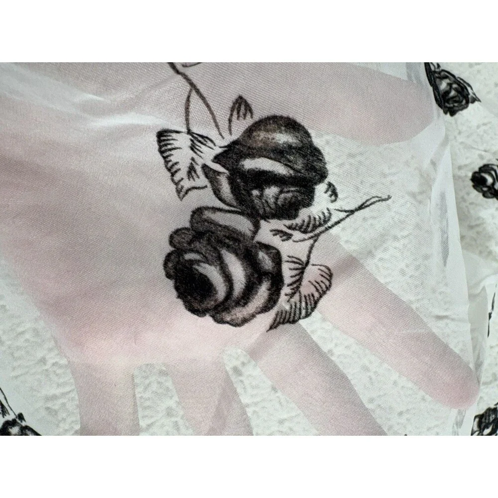 Fabric Vintage Sheer Organza with Black Roses 30